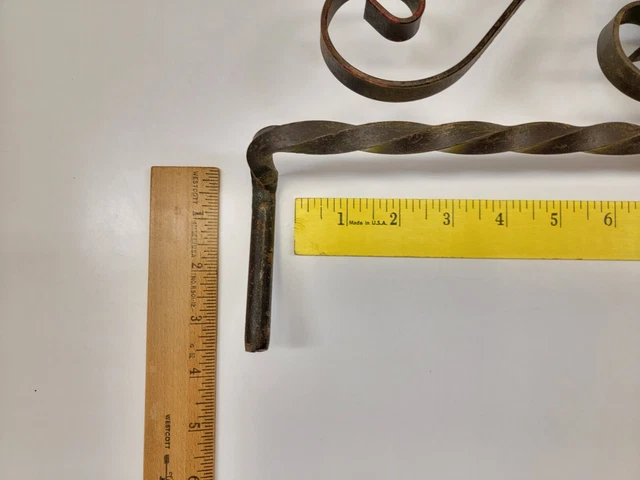 4x Antique Wrought Iron Swing Arm Curtain Brackets - Art Nouveau 7