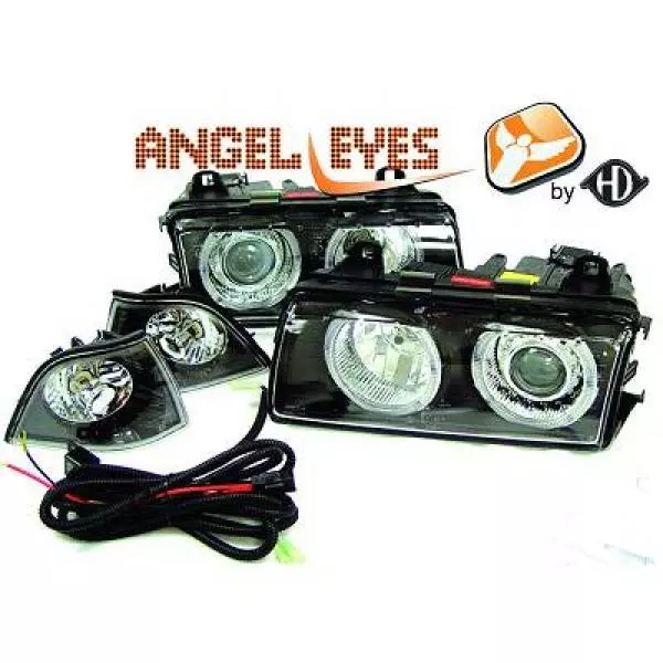 Coppia fari fanali anteriori TUNING ANGEL EYES Serie 3 E36 92-98 berlina