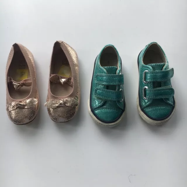 SCARPE RAGAZZE Sparkle Bundle DUE PAIA UK 4 EU 22 Piatte Neonato NEXT Décolleté ZARA