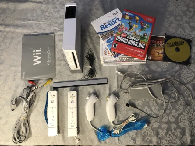 Nintendo Wii Sports Resort Bundle (Rvl-001) - Games (Mario) + Controllers