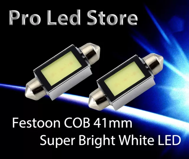 2X 41mm Festoon High Power COB LED Interior Dome Map Light Bulbs