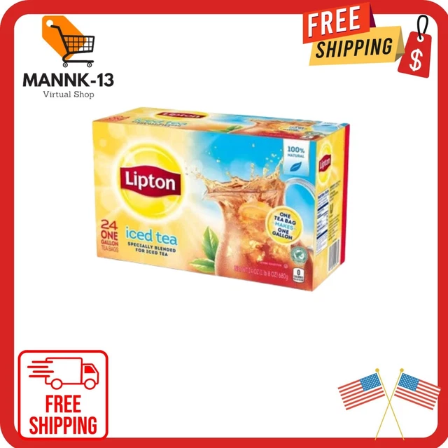LIPTON GALLON SIZED Iced Black Tea, Tea Bags 24 Count Box (Free