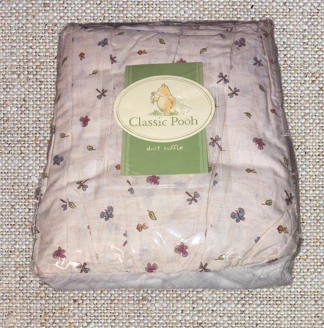 Classic WINNIE the POOH Crib Skirt Dust Ruffle Nursery Baby Disney Vintage New