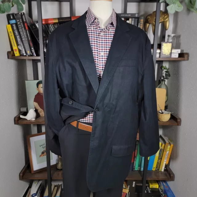 OLD NAVY Men's Sport Coat Blazer Two Button Deep Navy Cotton Linen Blend Sz XXL