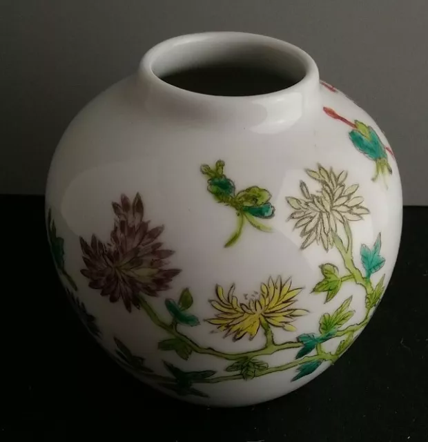 Antique Chinese Tangzhi Tung Chih Marked Ginger Jar Flowers Butterfly 10cm tall 2