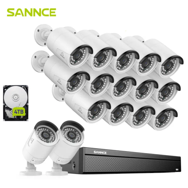 SANNCE 5MP POE 2-Wege-Audio Überwachungskamera Set 4K 16CH NVR Nacht Fernzugriff