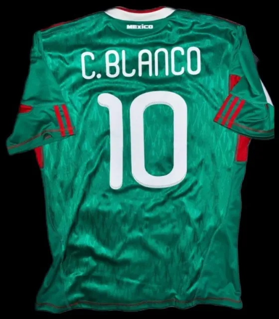 Adidas Mexico 2010 World Cup Home Cuauhtemoc Blanco Jersey Size Rare Large