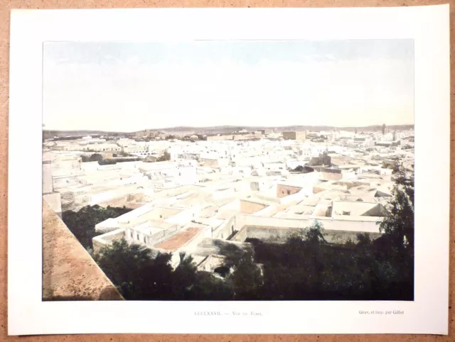 TUNISIE  Vue de Tunis - Photochromie fin 19ème Gravure
