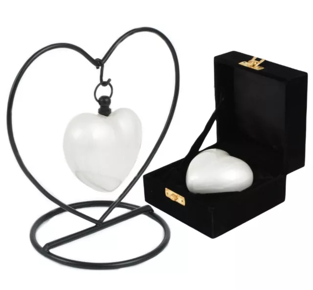 Heart Keepsake Cremation Ashes White Urn for Token Funeral Ashes Human or Pet