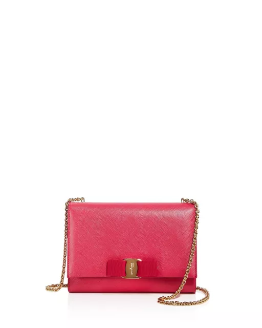 NWT Salvatore Ferragamo 'Miss Vara' Leather Bow Mini Bag Crossbody Mauve Red