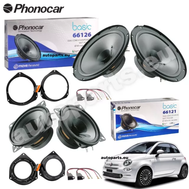 Kit 4 Casse Altoparlanti Doppio Cono Phonocar Ant+Post per Fiat 500 dal 2007