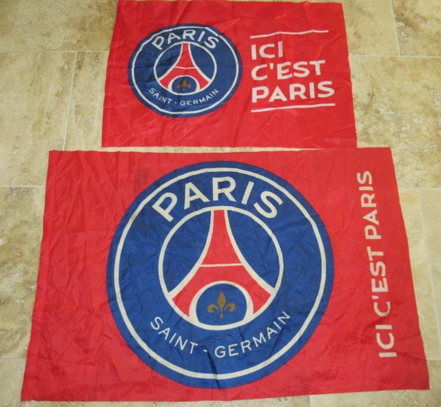 Drapeau Football Parisien Drapeau Paris Saint-Germain Officiel - Ici C'est Paris - 90x140cm Supporteur PSG Supporters Paris Saint Germain