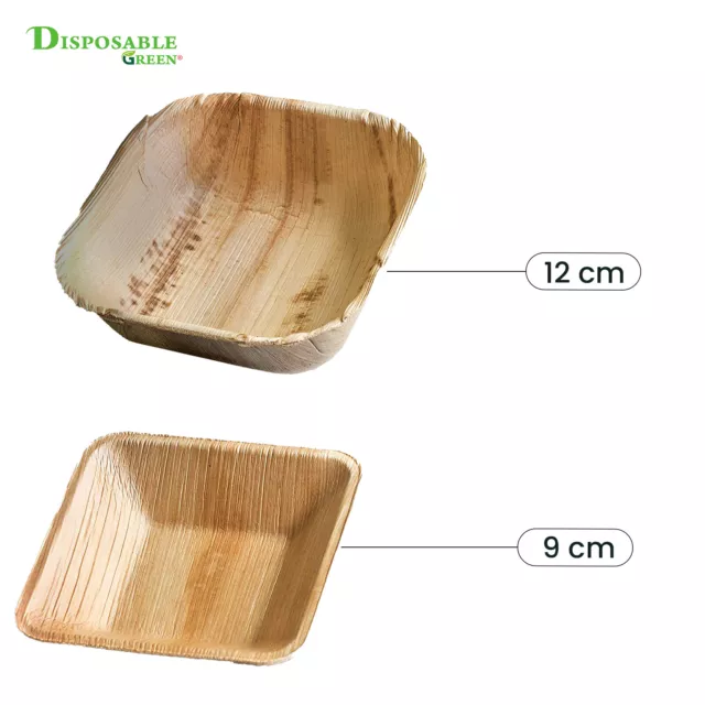 9/12cm Areca Square Palm Leaf Bowl Eco-Friendly Biodegradable Party 25-1000PCS