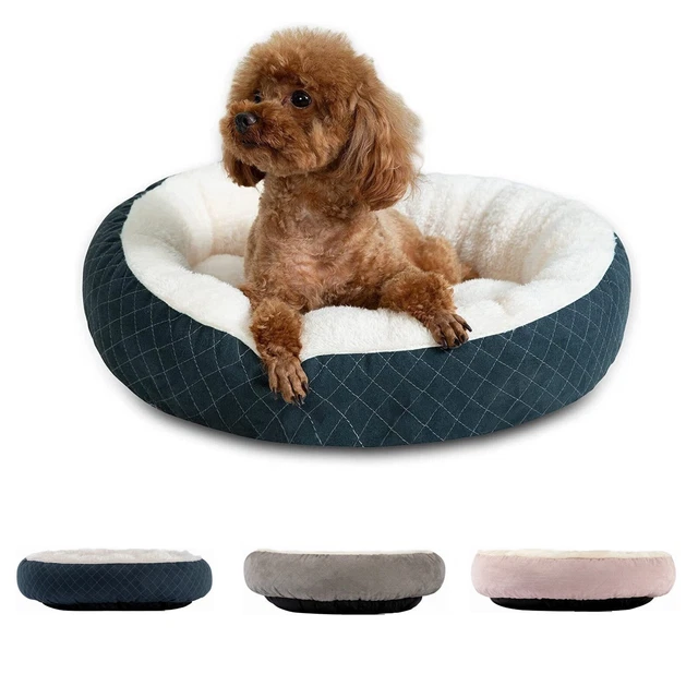 Donut Plush Pet Dog Cat Bed Fluffy Soft Warm Calming Bed Sleeping Kennel Nest