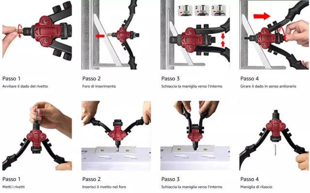 Rivettatrice , Pistola per Dadi Rivetti Multifunzione, M3 M4 M5 M6 M8  M10 3