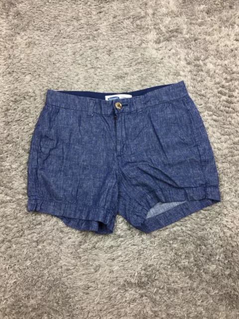 Old Navy Everyday Shorts Womens Size 6 Blue Chino Cotton Linen Blend