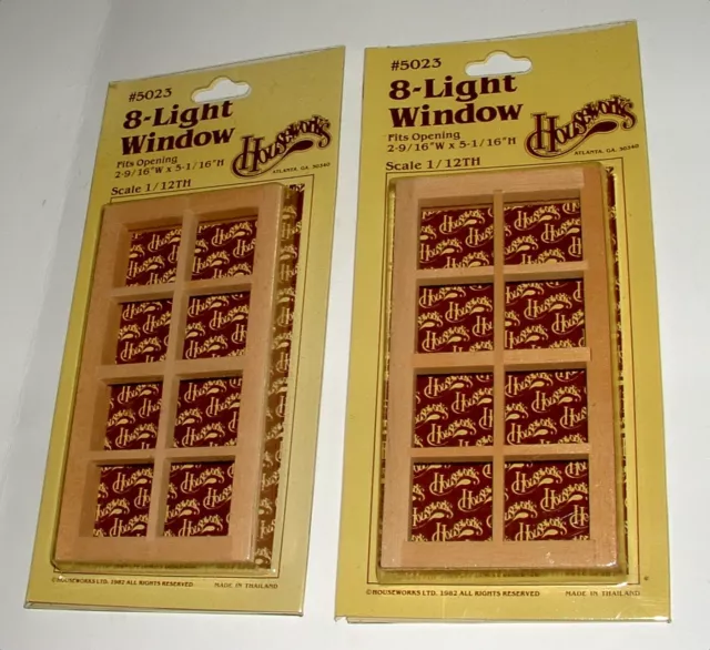 Dollhouse 8 Light 1/12TH Scale WOOD Window Houseworks 5023 NOS ~Lot of 2