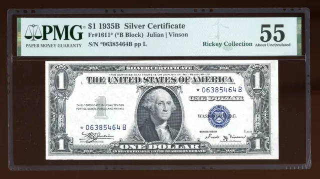 DBR $1 1935-B Silver Vinson STAR Fr. 1611* PMG 55 Serial *06385464B