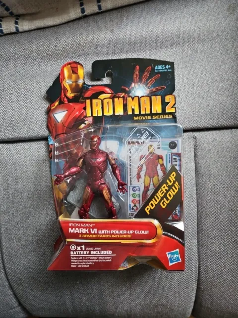 Marvel Iron Man 2 Movie Series Mark VI Action Figure With Power-Up Glow Hasbro