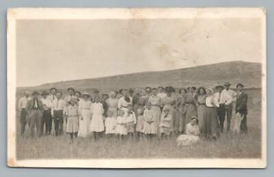 Multi-Generation Family Outing in Great Plains RPPC Antique Photo Postcard 1910s