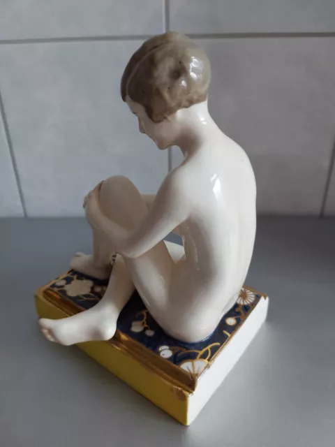 Royal Dux-~Dupoma-~R.Reiner-~Art Deco~~Porcelain Figure-~Nude-~Girls Sitting-~ 2