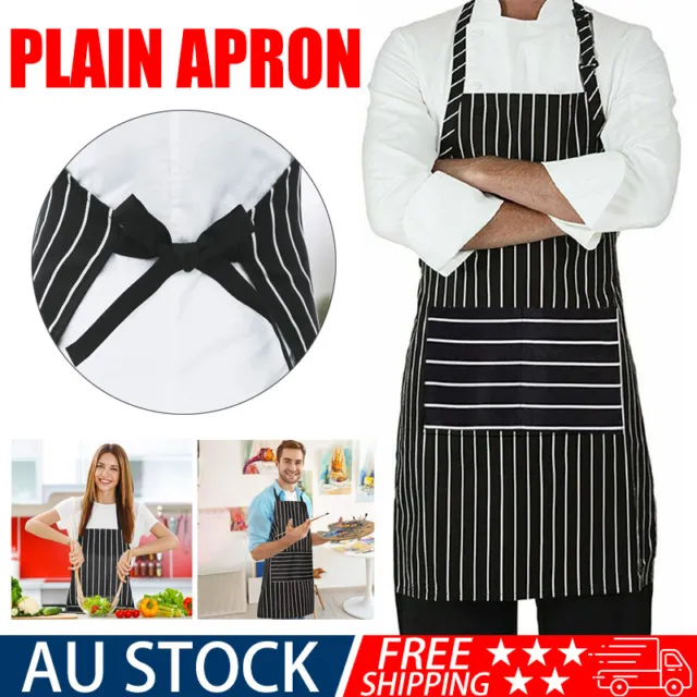 Plain Apron Bib Washable Pocket Butcher Waiter Chef Kitchen Cafe Cooking Craft
