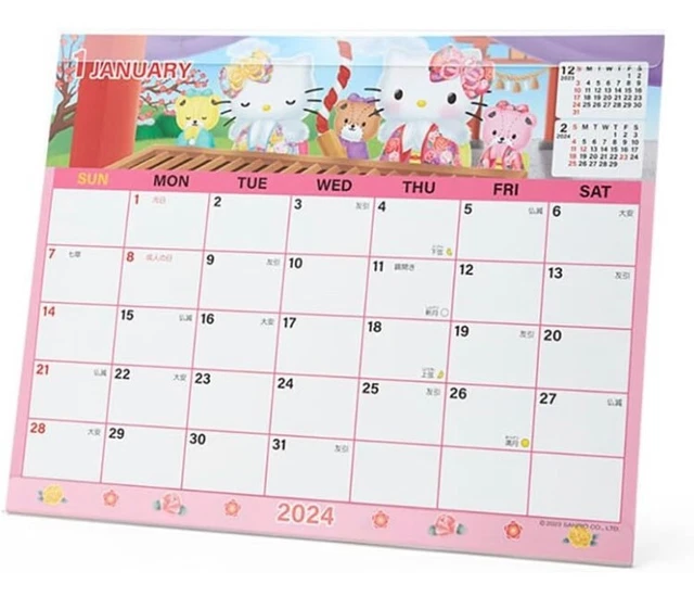 2024 DESK TOP Calendar Hello Kitty Sheet Calendar Sanrio Japan Product