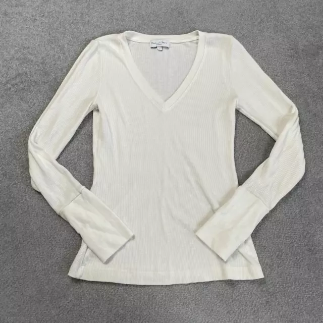 NWOT Michael Stars LA Cream Long Sleeve V Neck Knit Shirt Top Small