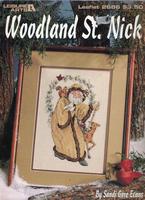 Leisure Arts Cross Stitch Leaflet #2686 'Woodland St. Nick' by Sandi Gore Evans
