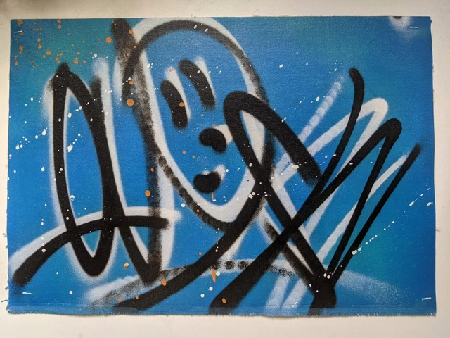 **QUIK RTW/LIN FELTRO TELA SPRUZZATA A MANO!/graffiti/visto/Basquiat ...