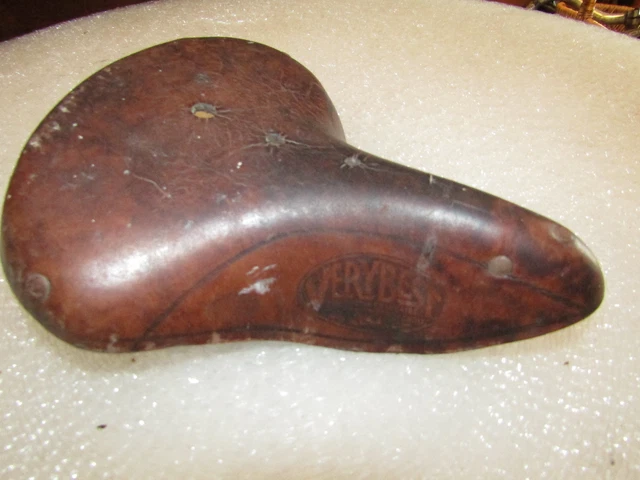 Selle Vélo Vintage Verybest 24.A Croupon – Cuir Marron, Fabrication Française – Pour Pièces