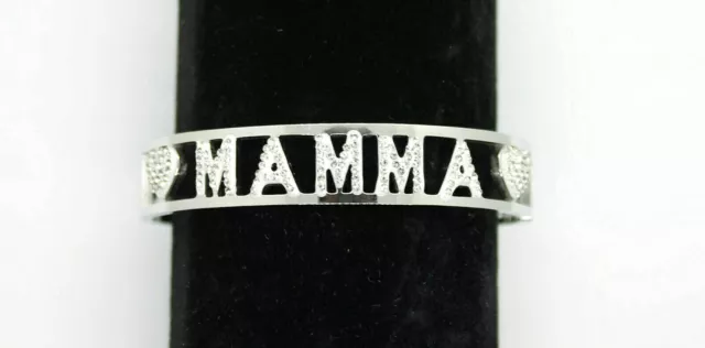 Bracciale Donna Rigido Acciaio Inox E Strass Nome MAMMA Colore Argento Mom 2