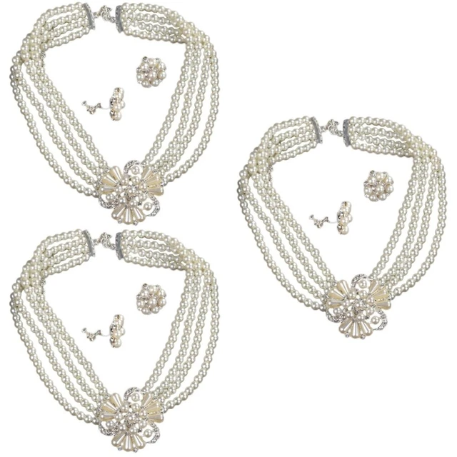 3 Sets Exquisite Elegante Dekorative Perle Halskette Set