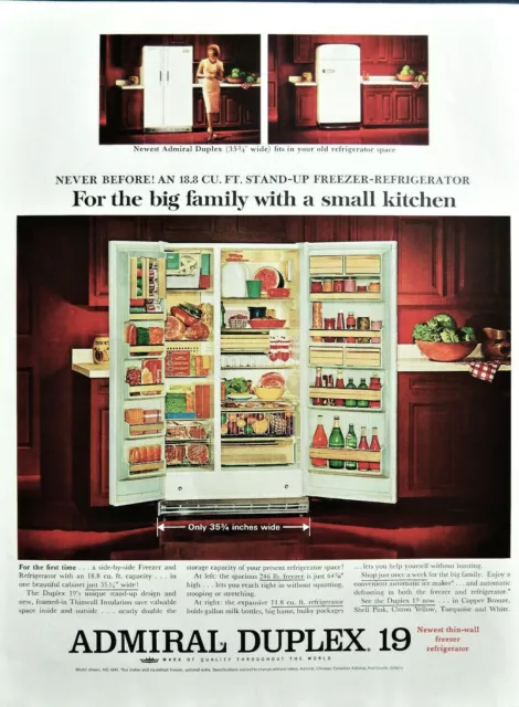 Admiral refrigerator freezer ad Duplex 19 vintage 1964 original advertisement