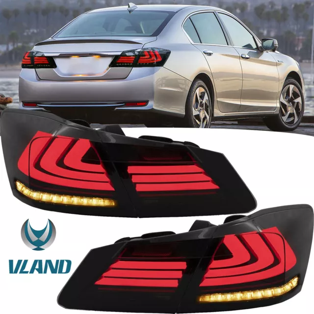 Smoked LED Tail Lights For 2013 2014 2015 Honda Accord Sequential Turn Indicator