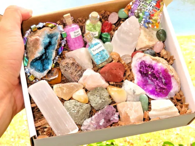 Crafters Collection 2 Pounds Natural Crystals /Geodes /Tumbled Stones 2 Lb. Reik