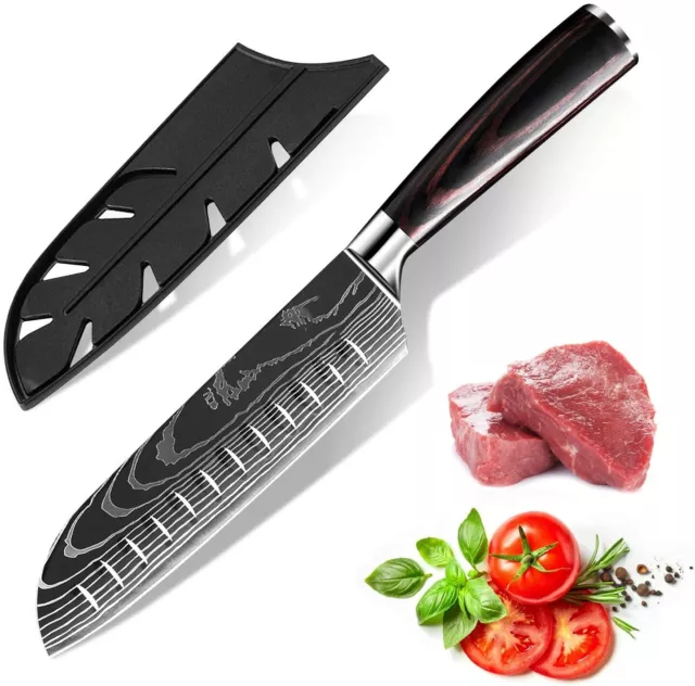7 inch Santoku Knife Japanese Damascus Style Stainless Steel Chef's Knife Gift