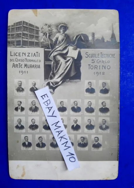 🔵 Cartolina Torino Scuole Tecniche S.carlo Licenziati Arte Muraria 1912 Bella🤣