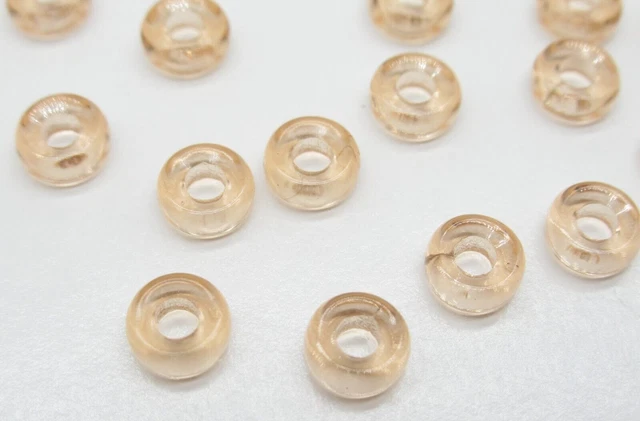 Light Peach Chunky Jump Rings Czech Glass 6mm Large Hole Beads Links 18pcs