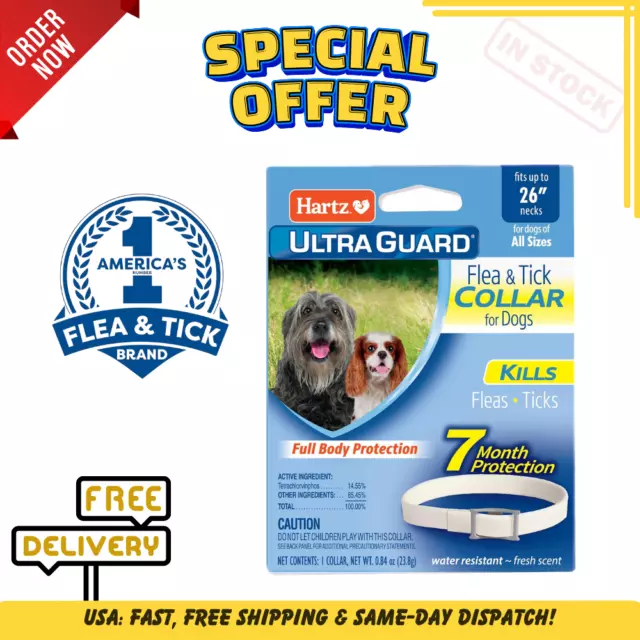 Hartz UltraGuard Flea & Tick Collar for Dogs & Puppies 26", 7 Month Protection