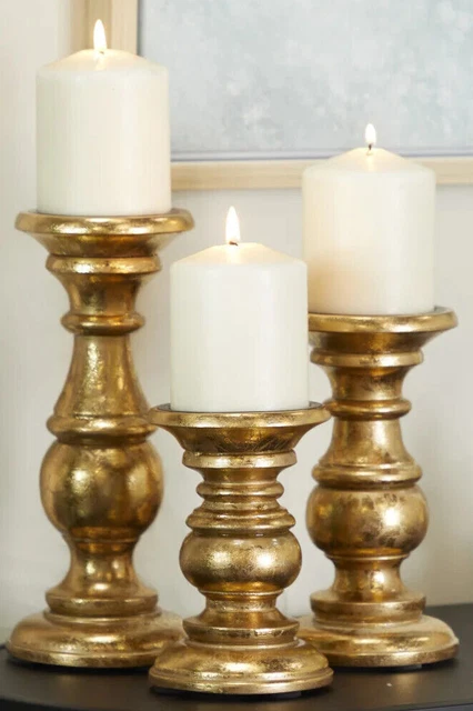 Wood Tabletop Candlestick Set, 3 Piece Distressed Painted, 7 Colors, Beautiful!!