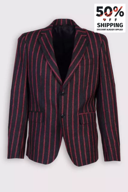 RRP€580 BRIAN DALES Blazer Jacket IT48 US38 M Wool Blend Striped Made in Italy