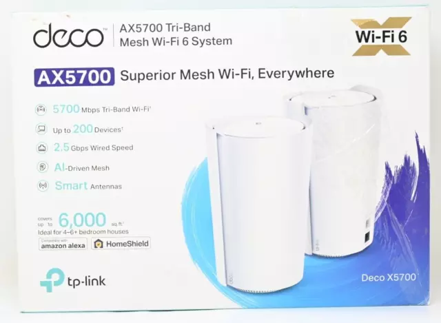 TP-Link Deco AX5700 Tri-Band Smart Whole Home Mesh Wi-Fi 6 System (2-Pack)