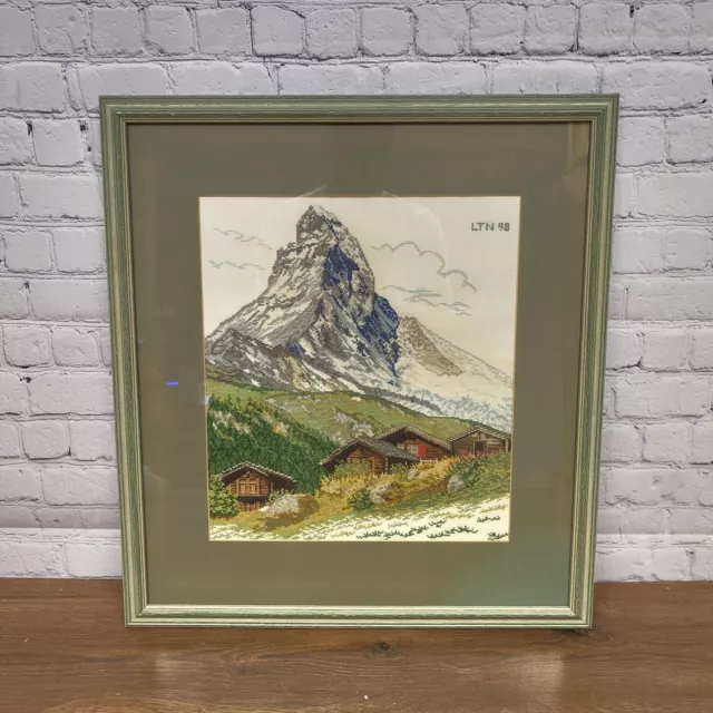Großes Vintage gerahmtes ""Matterhorn"" Bergkunstwerk - 55 cm x 50 cm