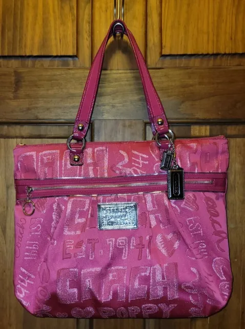 Coach Poppy Storypatch Hot Pink Glam Tote 15301 Limited Edition