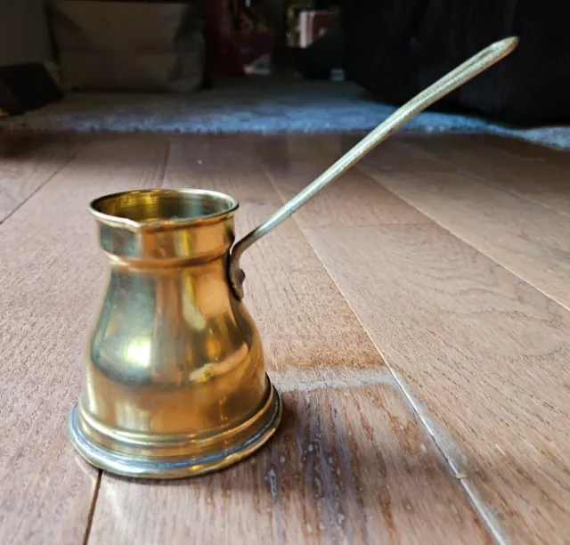 Vintage Brass Middle Eastern Turkish Greek Coffee Pot Maker Cezve Pitcher