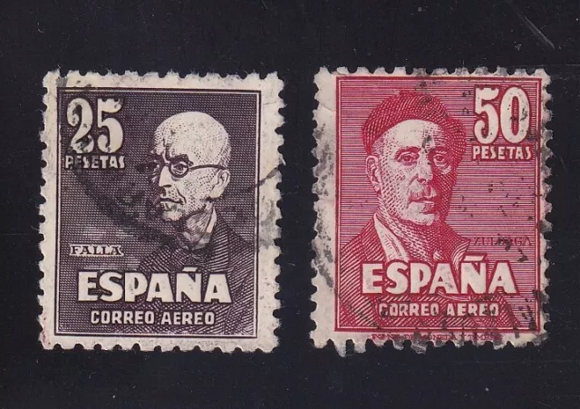 ESPAÑA 1947 Falla y Zuloaga  Edifil 1015-1016  USADOs Cat. 70€