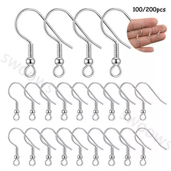 200Pcs Earring Hooks For Sensitive Ears Hypoallergenic 304 Stainless Steel 20mm