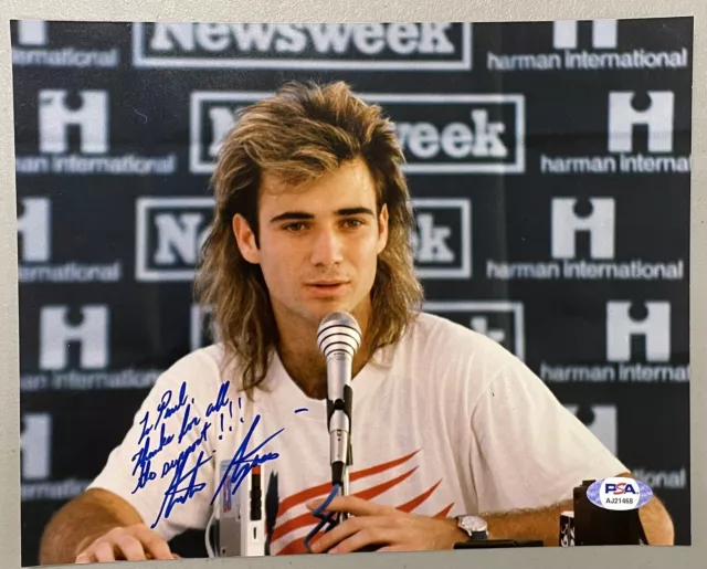 Andre Agassi Signed 8x10 Photograph PSA Authentication Tennis Superstar