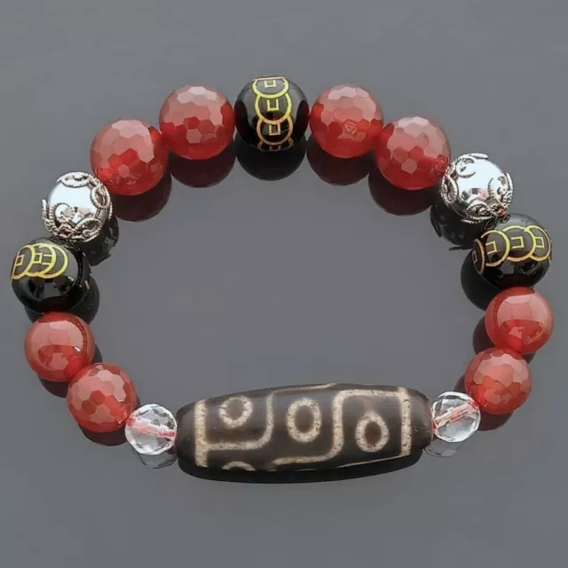 L'authentique bracelet de perles tibétain OLD Agate 9 Eyed dZi pour la...